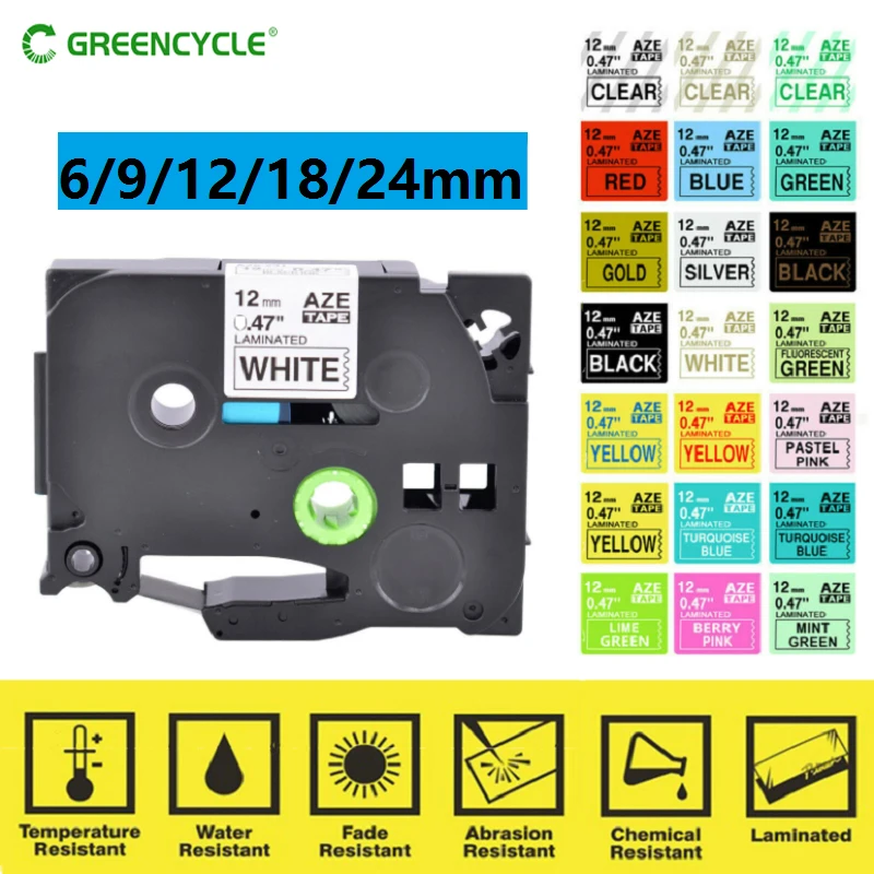 GREENCYCLE 1Pcs 6mm/9mm/12mm 231 Label Tape Compatible for Brother P-Touch Label Maker for TZ TZE 131 231 431 531 631 731 Ribbon