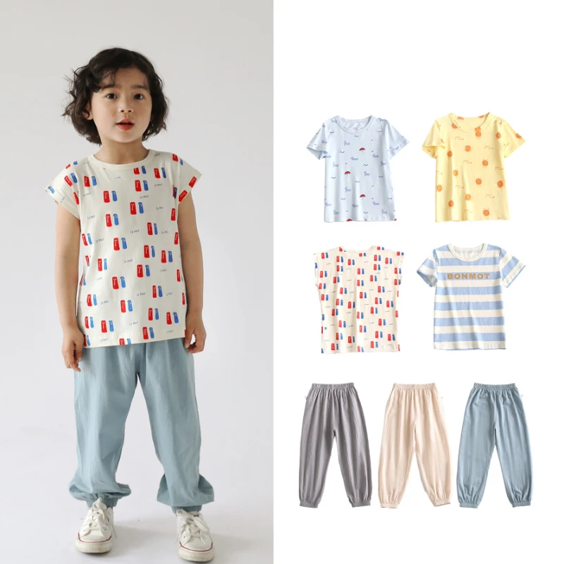 

Children's Anti-mosquito Pants Thin Summer Trousers Boys' Bloomers Air-conditioning Pants Baby Solid Color Anti-mosquito Pants