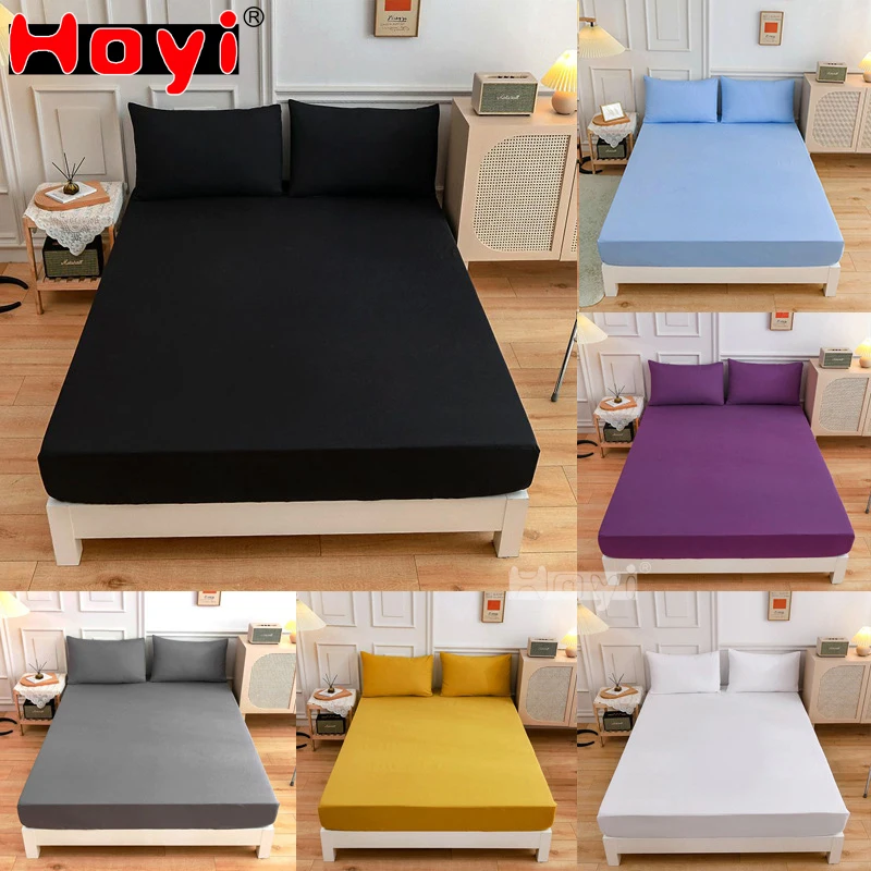 

1pc 100%Polyester Solid Fitted Sheet Mattress Cover Four Corners With Elastic Band Bed Sheet(pillowcases need order)