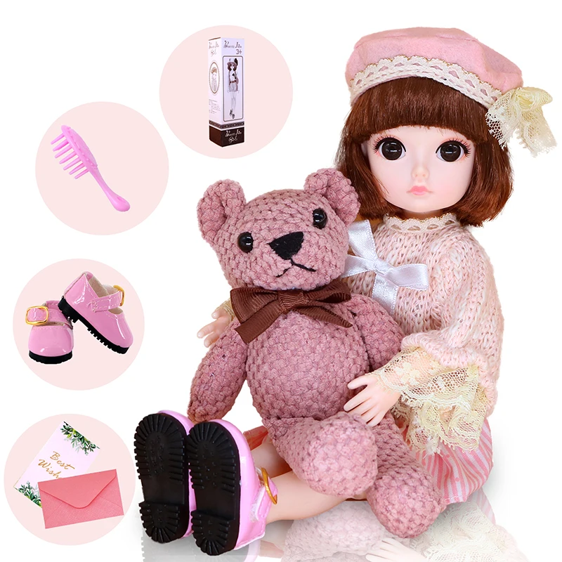 1/6 BJD Кукла Принцесса 30 см с розовой обувью одежда плюшевый медведь расческа