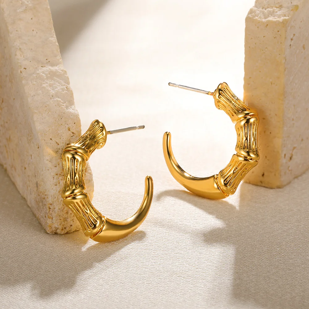 

Stainless Steel Hoop Earrrings Women Gold Color Metal Circle Round Earrings Female Fashion Vintage Girl Jewelry Brincos Gifts