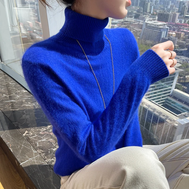 Новый 100% норковый кашемировый свитер с воротником женская осенне-зимняя одежда