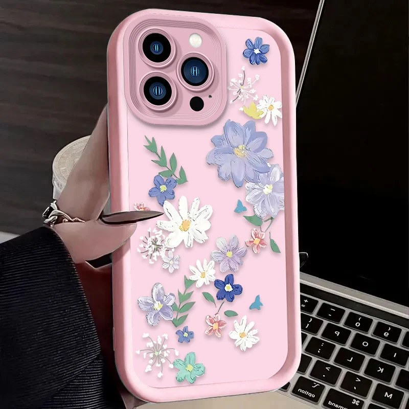 Beautiful Cartoon Flowers Phone Case For iPhone 15 14 16 13 12 11 Pro Max X XS S XR SE 2020 7 8 Plus iphone16 Back Cover