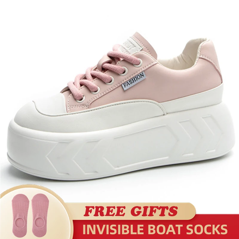 8cm Chunky Sneaker 2023 Air Mesh Genuine Leather Female Hidden Heels Casual Women Vulcanize Platform Fashion Comfy Woman Shoes