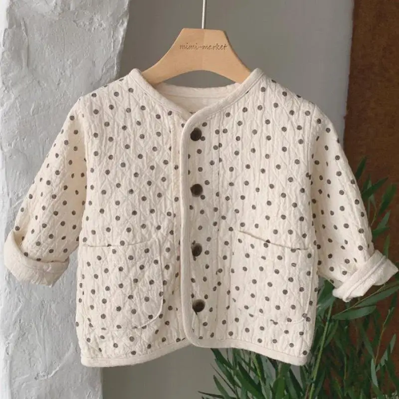

2023 Spring Summer New Cotton Baby Jacket Long Sleeve Infant Cute Dot Print Cardigan Coat Fashion Boy Girl Cardigan Jacket