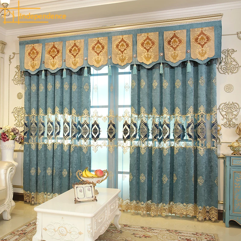 

European-style curtains light luxury living room bedroom high-end atmospheric Nordic simple blackout curtain fabric 2023 new