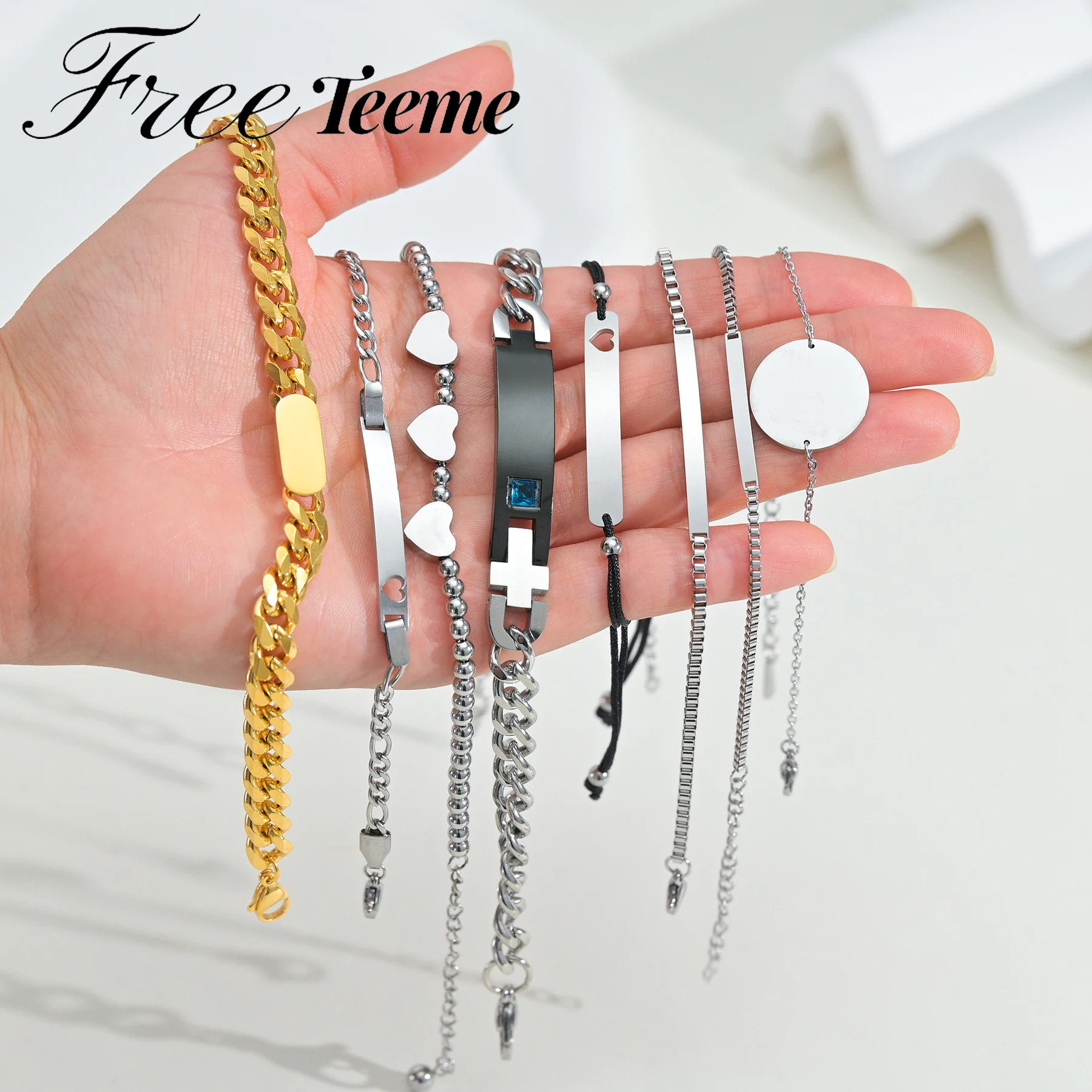 Браслеты женские и мужские позолоченные из нержавеющей стали в стиле панк