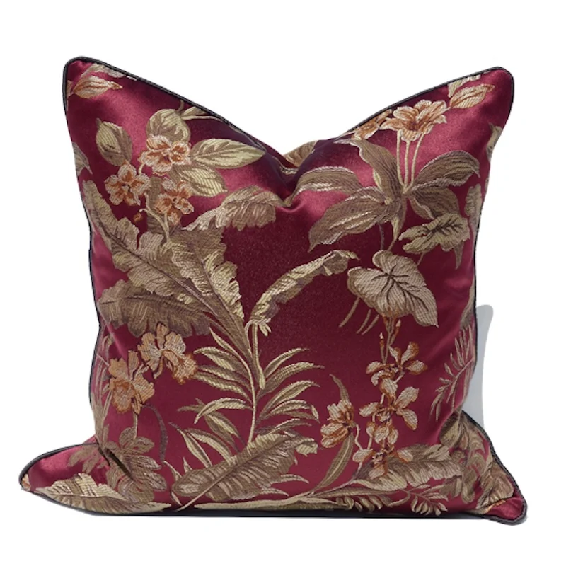 Красные зеленые подушки роскошный жаккардовый чехол для в стиле кантри