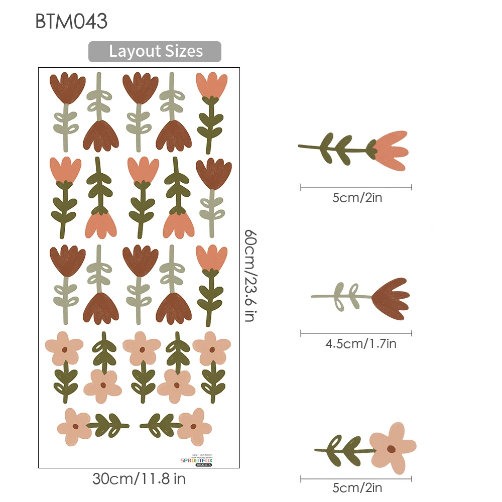 

Стикеры для стен Sproutfox Бохо Луг Цвета