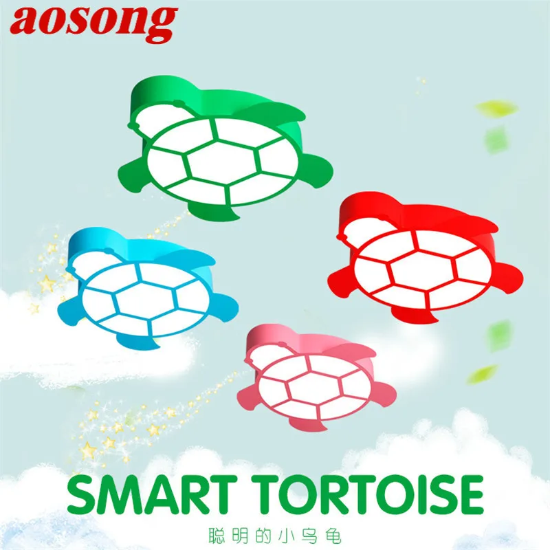 

AOSONG Children's Turtle Ceiling Lamp LED Dimmable Creative Cartoon Light For Home Decor Kids Room Kindergarten Remote Control