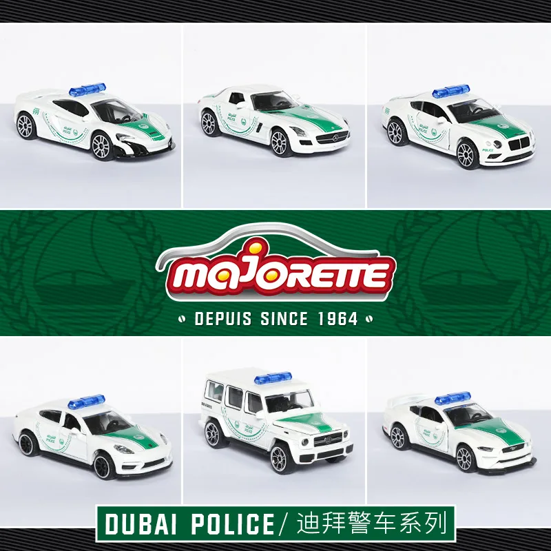 

Majorette 1:64 Ford mustang Raptor GT BENZ SLS G63 PORSCHE McLAREN 675 Simulation alloy car model Dubai police toy