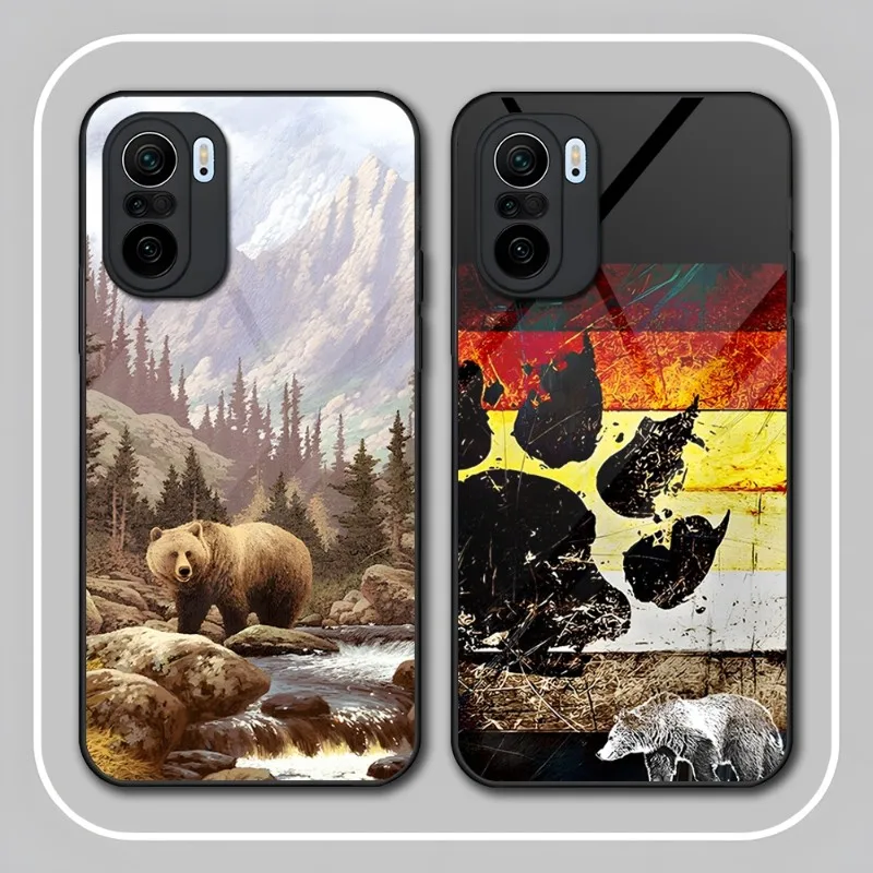 

Bear Phone Case Tempered Glass For Redmi K40 K20 K30 K50 Proplus 9 9A 9T Note10 11 T S Pro Poco F2 X3 NFC Cover