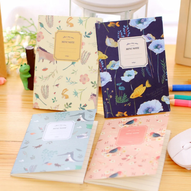 8PCS/Set Cute Mini Vintage Flower Notebook Lovely Animal Notepads for Kids Gifts Korean Stationery School Supplies