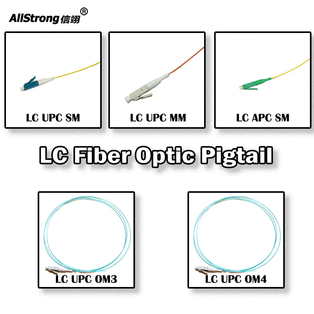 

LC UPC/APC 1.0 Meter Fiber Optic Pigtail 10/20/50/100/200 Pieces Simplex 0.9mm FTTH SM Single Mode 9/125 G657A1
