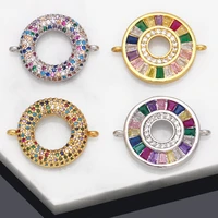 ocesrio trendy multicolor donut necklace pendant copper gold plated rainbow hollow circle jewelry making supplies bulk pdta828