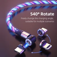 szbrytmax 3a fast charging magetic cable for iphone 13 11pro 3 in 1 led micro usb type c charger cable for huawei xiaomi samsung