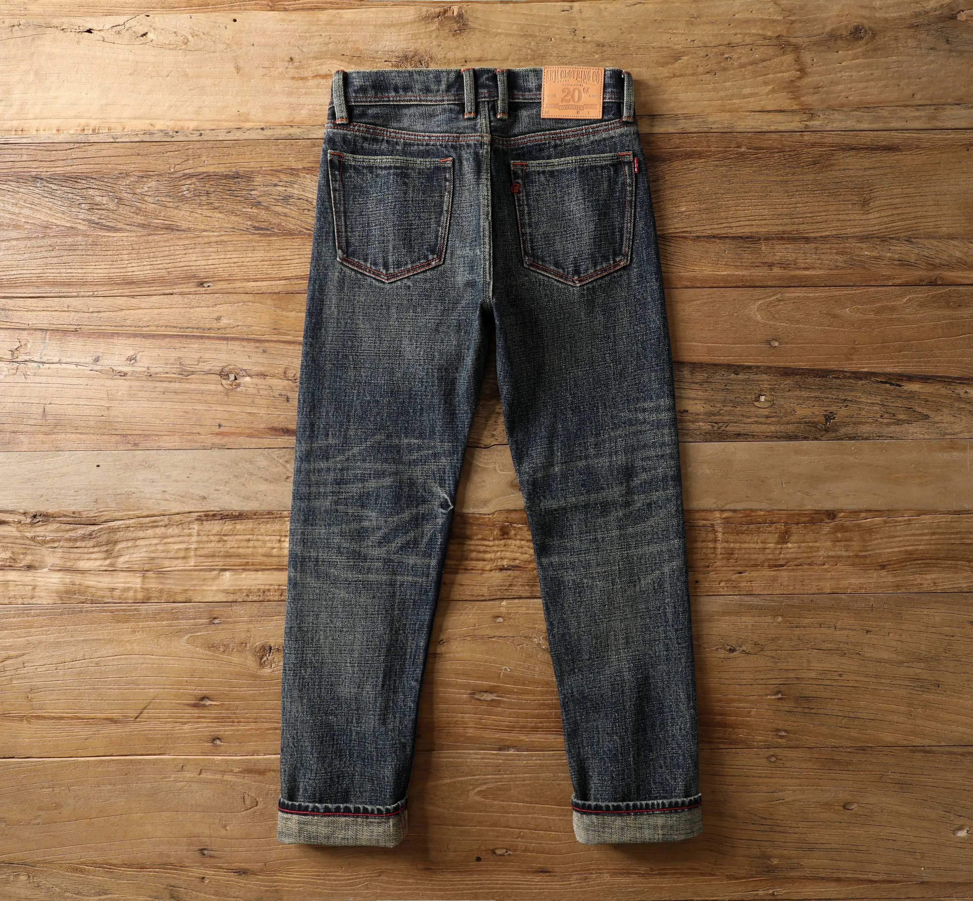 Мужские джинсы из красного цвета с кромкой 20 унций осенние тяжелые прочные