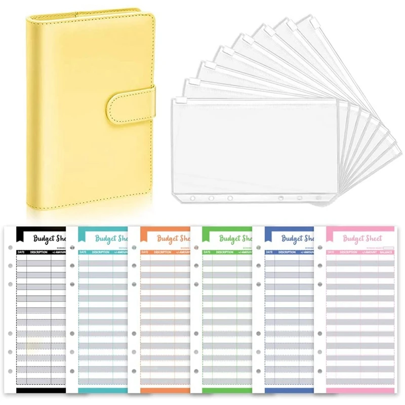 

A6 PU Leather Ring Binder For Bill Planner, Waterproof Cash Budget Envelopes Syste