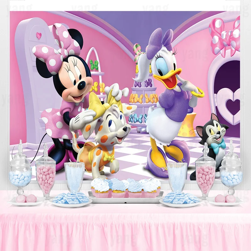 

Disney Minnie Mouse Daisy Candy Shop Backdrop Photography Birthday Background Party Supplies Boys Girls Decoration