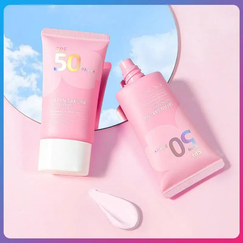

SPF50 Summer Sakura Sunscreen Facial Sun Block Isolation Anti-UV Body Cream Lotion Cream Bleaching Facial Skin Care Product 50g