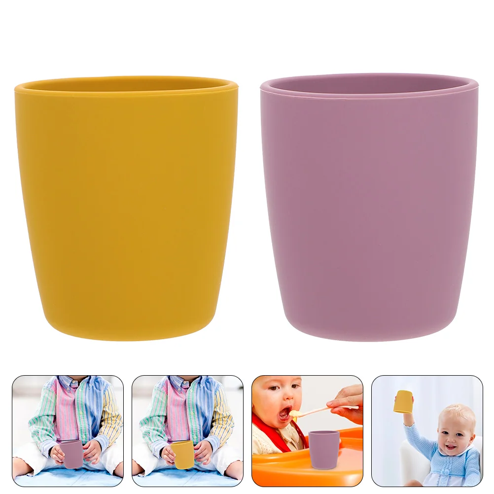 

2Pcs Baby Food Supplement Cups Toddler Silicone Cups Baby Training Silicone Cups