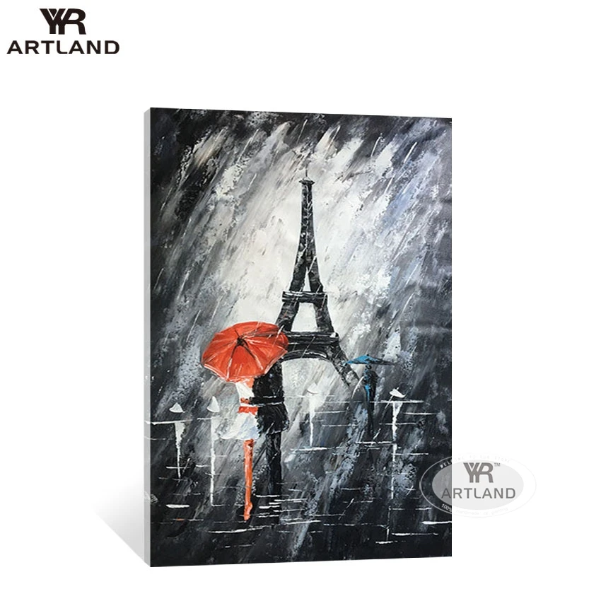 

Abstract Rain Effect Eiffel Tower Landscape Picture For Wall Decor Handmade Canvas Oil Painting Poster For Living Room Entrance