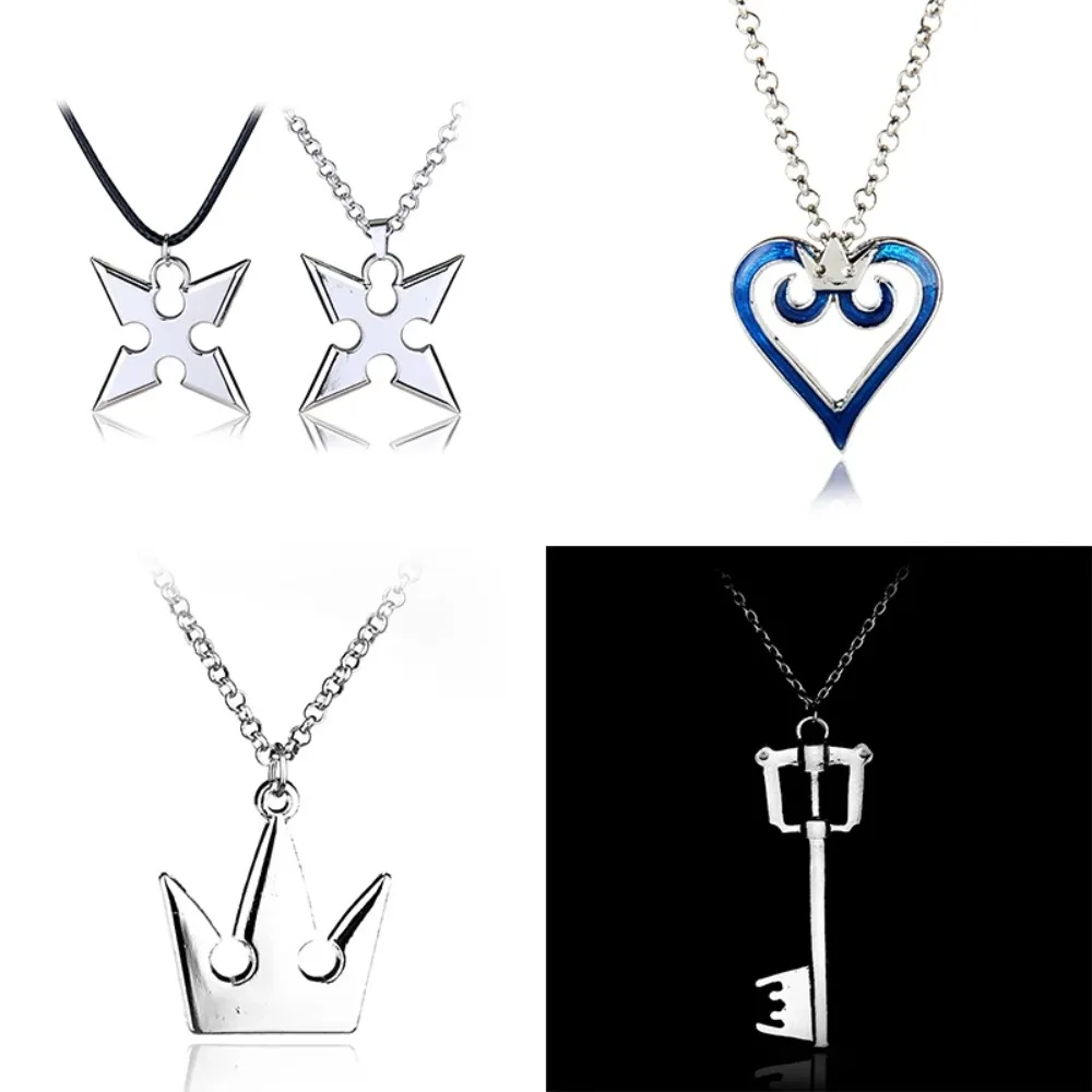 Фото Игра Kingdom Hearts ключ ожерелья Корона Шарм кулон колье реквизит для косплея мужские женские вечерние украшения подарок для фанатов новый №2