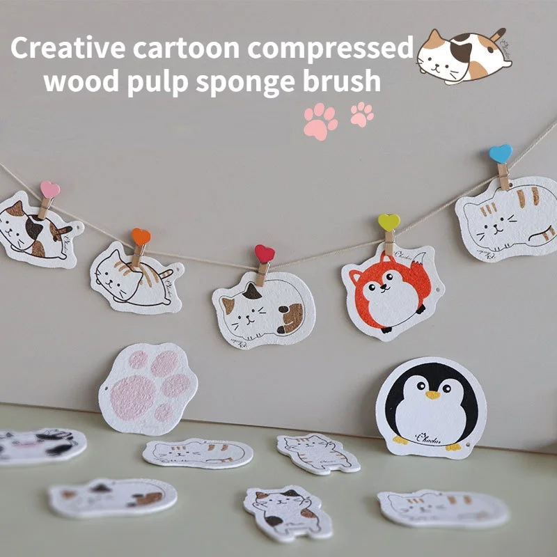 

1 Pc Absorbent Compressed Wood Pulp Sponge Dishwashing Pot Wipe Block Creative Cute Sponge Cleaning Brush Kitchen Cleaning Tools