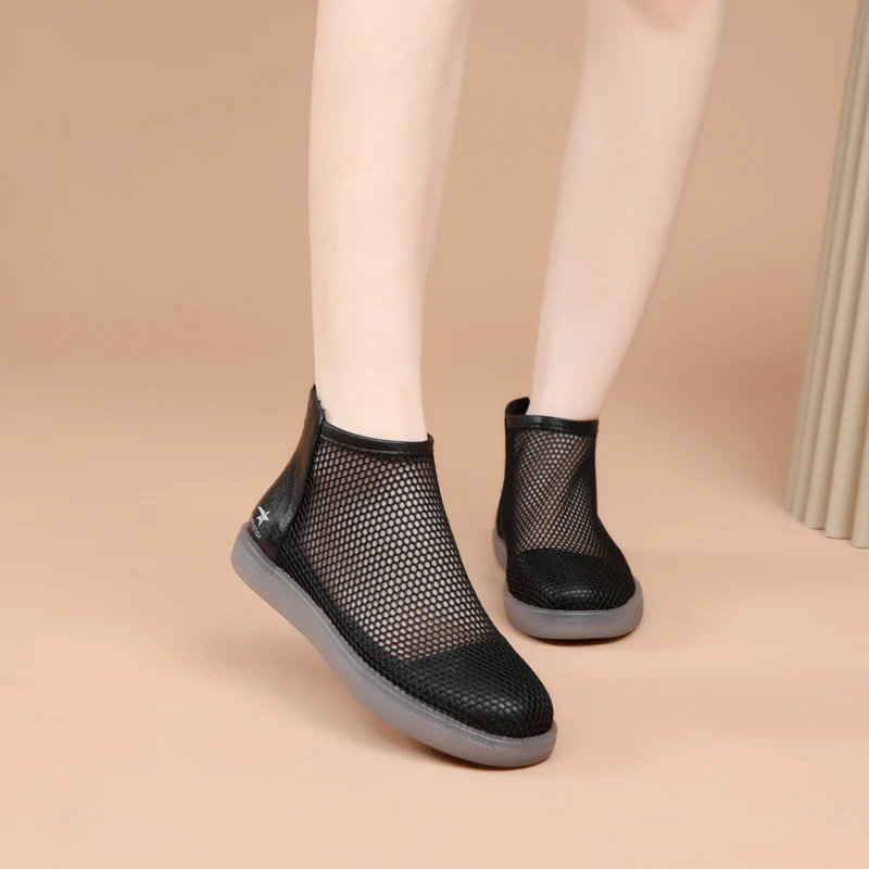 DIMANYU Women's Summer Boots Mesh 2023 New Casual Mesh Women Cool boots Large Size 41 42 43 Anti Slip Breathable Boots Women