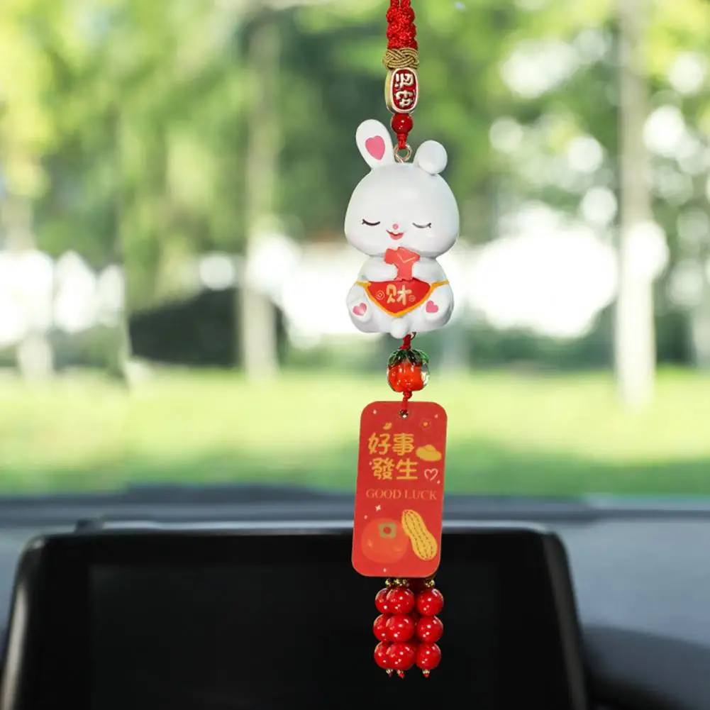 

Car Pendant Delicate Non-Fading Lanyard Design Car View Mirror Zodiac Bunny Pendant Decor Vehicle Decor