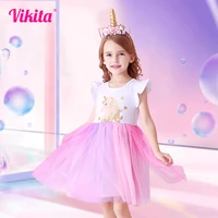 vikita unicorn dress for girls children cartoon vestidos kids tutu dresses toddlers summer dress sleeveless princess dresses
