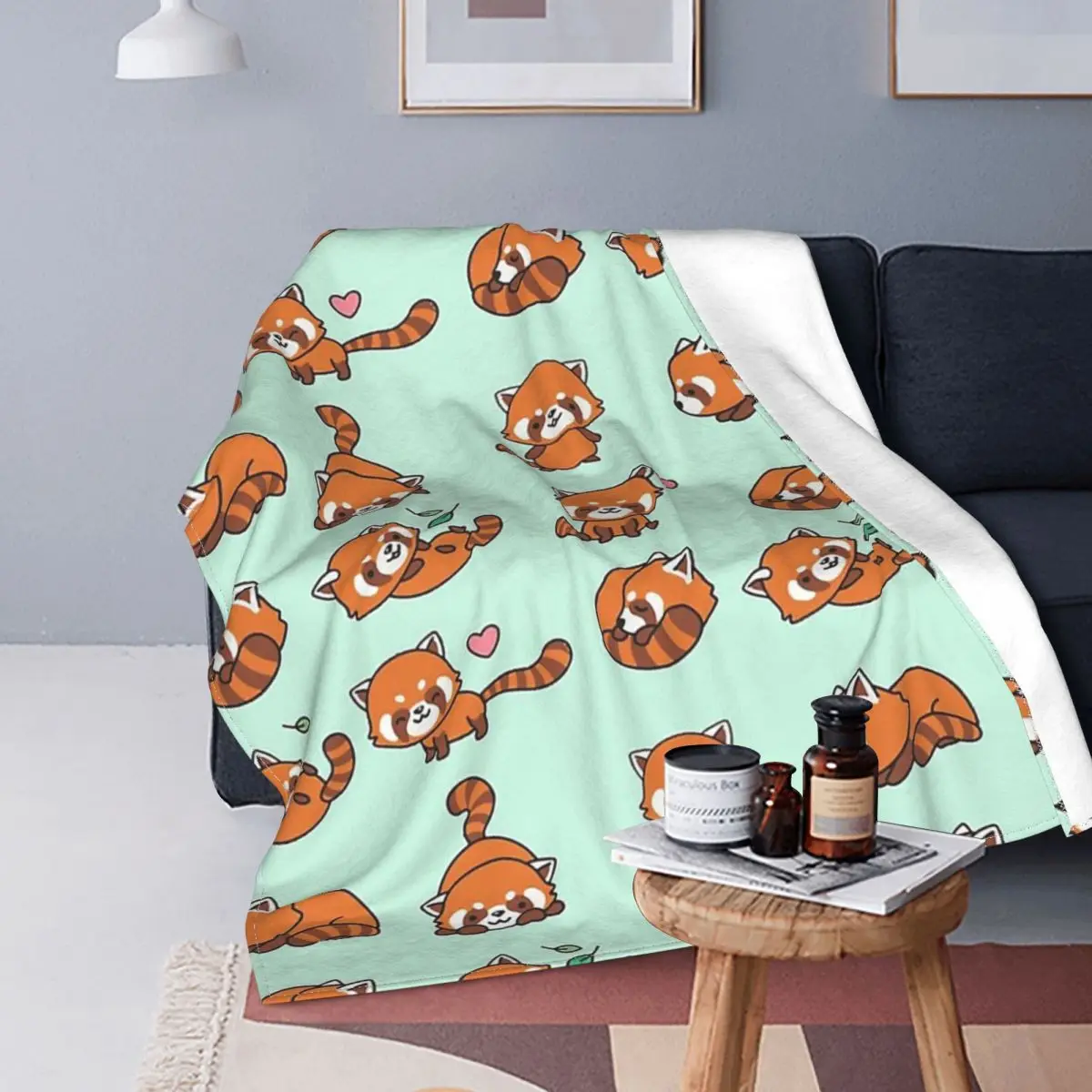 Red Panda Pattern Blanket Velvet Summer Cute Animal Multifunction Ultra-Soft Throw Blankets for Bedding Car Bedspreads