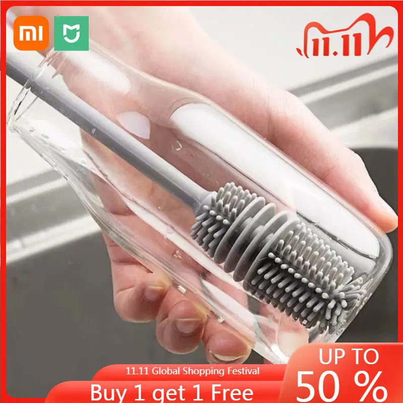 

Xiaomi Mijia Silicone Cup Brush Home Scrubber Glass Cleaner Kitchen Tool Long Handle Drink Wineglass Bottle Cleaning Brush