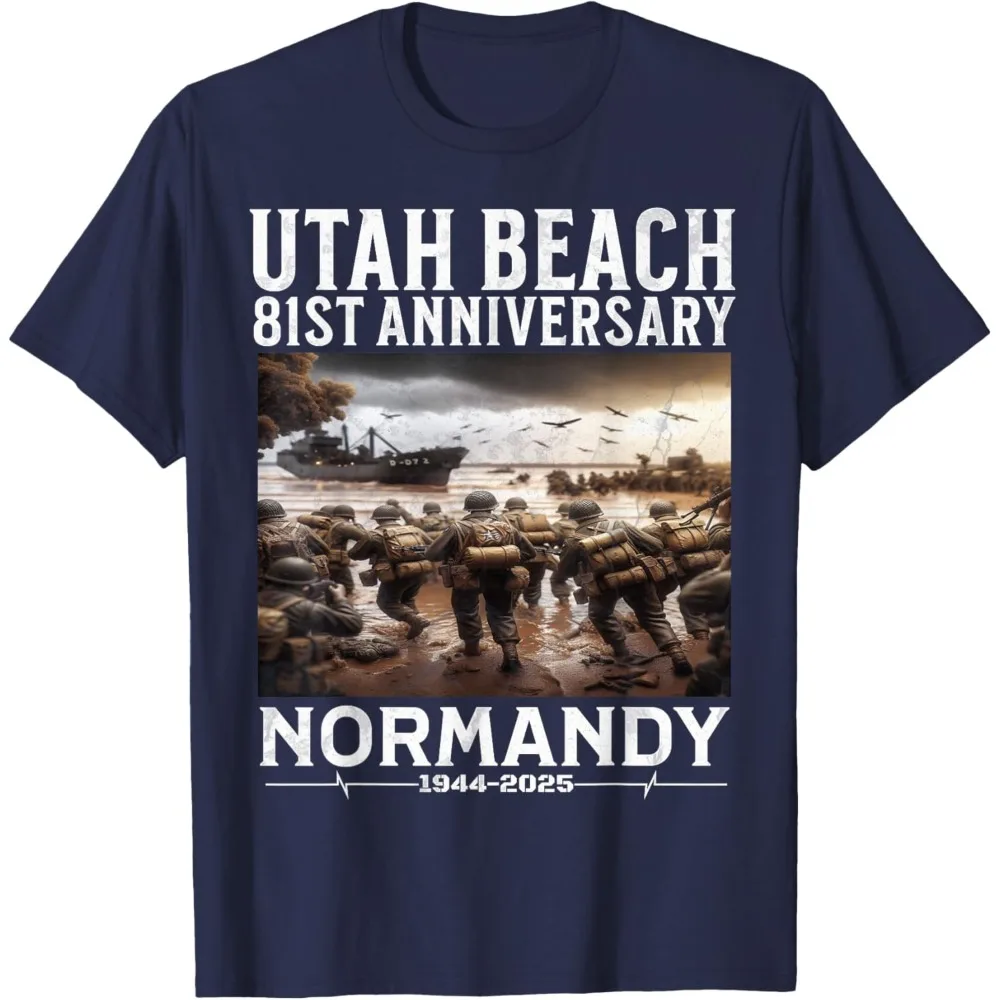 Фото Футболка D-Day 81th Anniversary 2025 Normandy D-Day Utah Beach 1944 года, летние дышащие топы Camisetas Nostalgia в стиле ретро №2