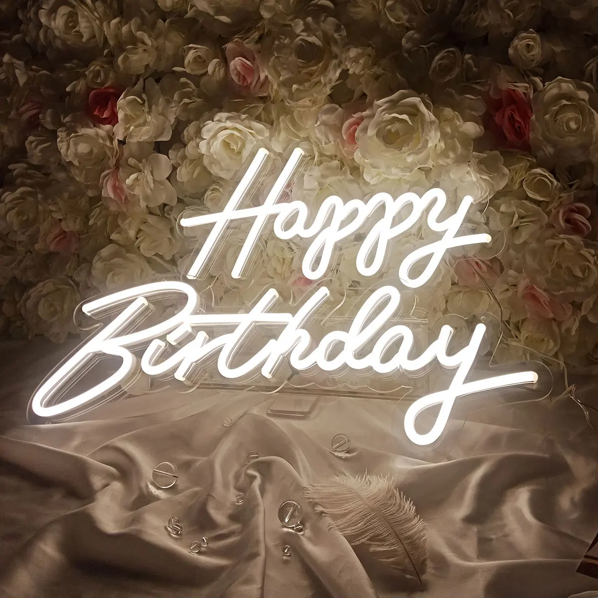 

Custom Happy Birthday Neon Sign for Wall Decor Pink Warm White Neon Light Home Party Decoration Personalized Gift 23x16.5 Inch