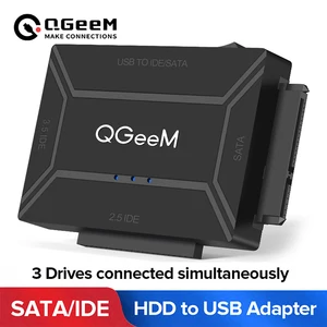 Переходник QGeeM SATAUSB 3,0 IDE, кабель USB 2,5 Sata для жестких дисков 3,5 SATA IDE, Переходник USB C OTG HDD SSD USB конвертер