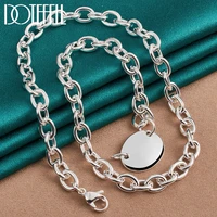 doteffil 925 sterling silver oval round pendant necklace 18 inch chain for man women wedding engagement fashion jewelry