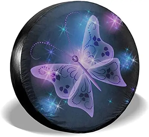 

Spare Tire Cover Universal Tires Cover Purple Butterfly Car Tire Cover Wheel Weatherproof and Dust-Proof UV Sun Tire Cov