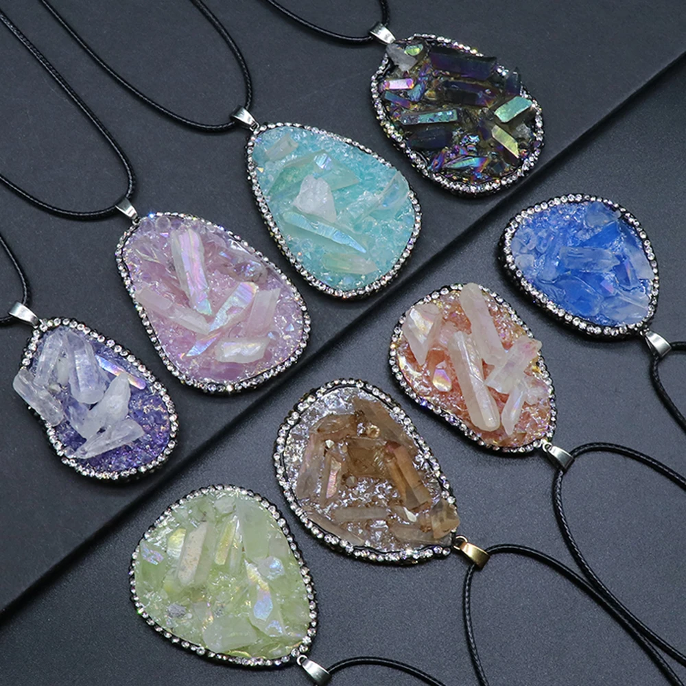 

Natural Stone Resin Inlaid Original Drop Pendant Necklace For Jewelry MakingDIY Necklace Accessory Charm Gift Party41-55x30x40mm