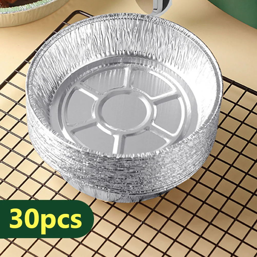 

30pcs Oil-Proof Aluminum Foil Tin Box Air Fryer Multifunctional Disposable Paper Liner Pan Tray Kitchen Accessories