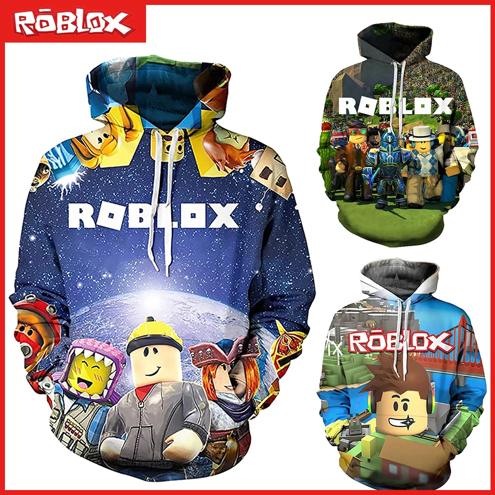 

New Roblox Cartoon Digital Printing 2023 Casual Children's Sweater Hooded Pullover Children's Fashion Sweater Halloween Gifts