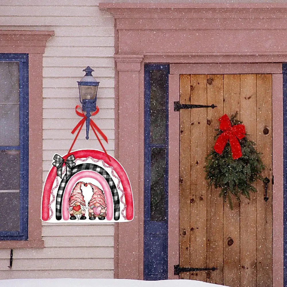 

Pink Valentine's Day Door Hanger Paperboard Love Dwarf Couple Hanging Pendants Happy Valentine Party Decor For Home 2024