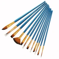 12 pcs nylon hair wooden handle watercolor paint brush pen set diy oil acrylic painting art paint brushes