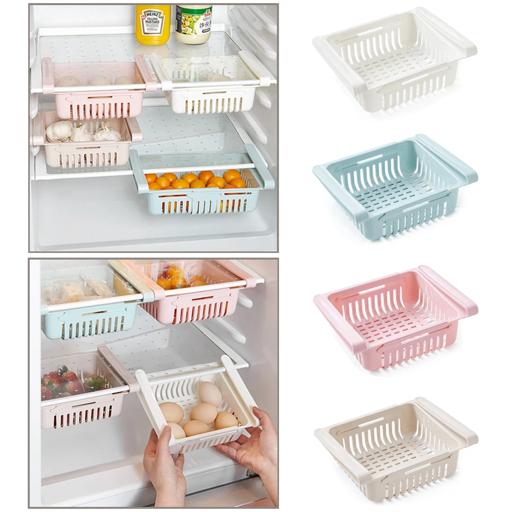 Refrigerator Storage Box Drawer Plastic Storage Box Organizing Expandable Fruit Egg Food Storage Box Kitchen Accessories