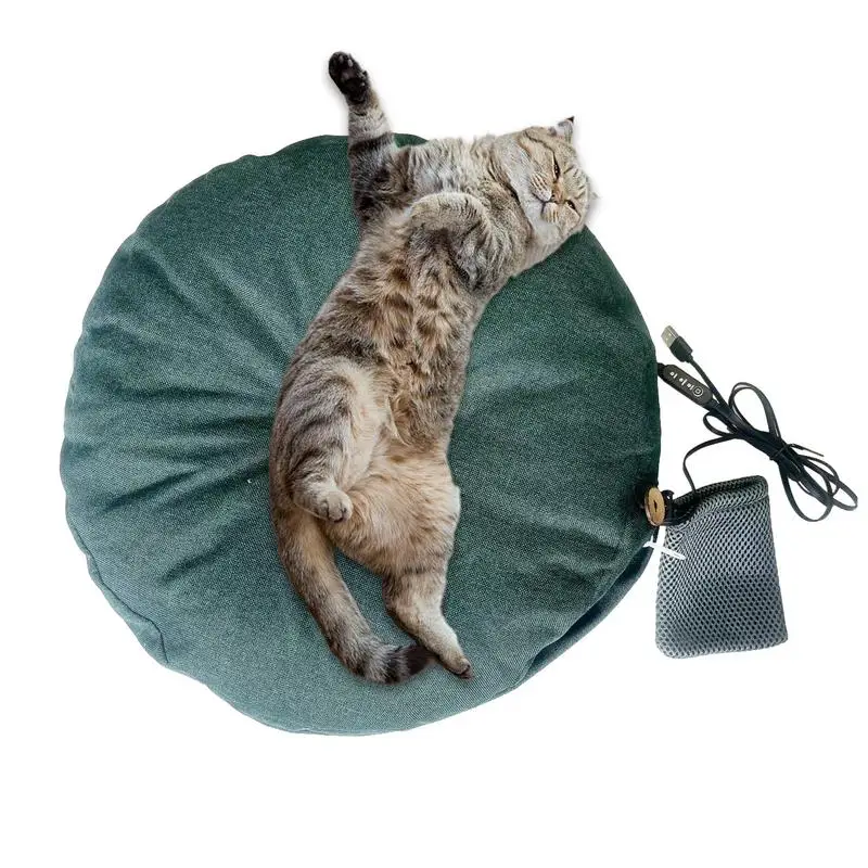 

Подушка на сиденье с подогревом, Электрическая круглая подушка с подогревом кошки, 3 уровня, круглая складная подушка на стул с подогревом, рождественские подарки, аксессуары