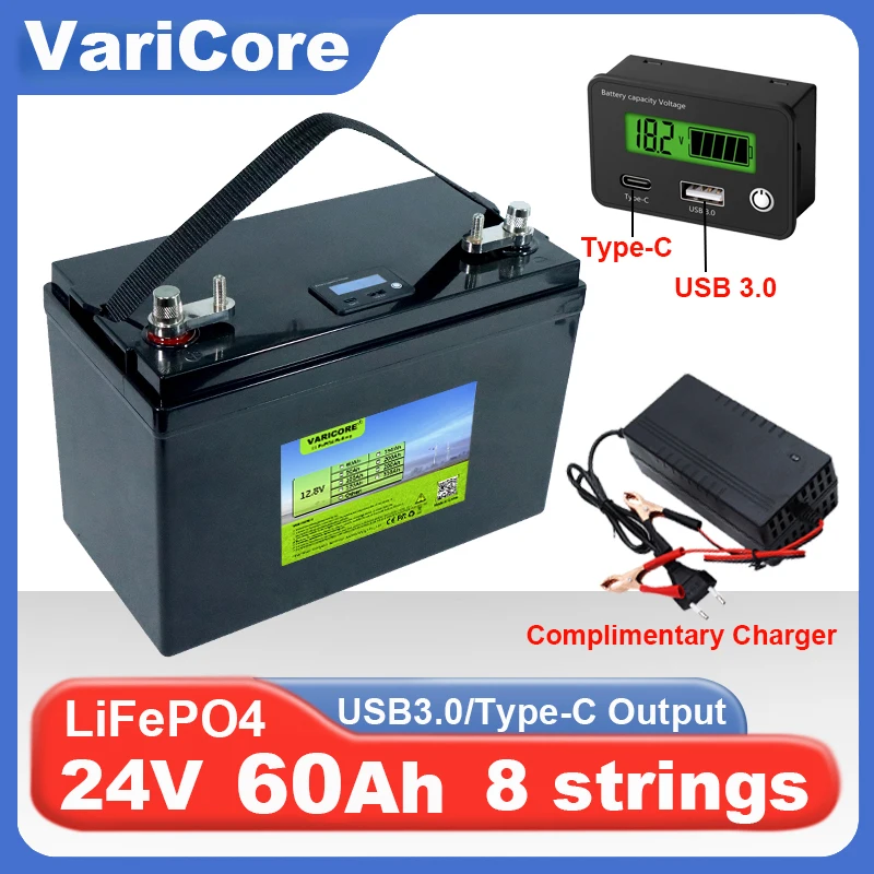 VariCore 24 В/29,2 в 60 А/ч 8 струн LiFePO4 батарея USB 3.0 Type-C выход для инвертора Автомобильная Зажигалка литиевые батареи беспошлинные