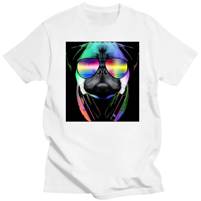 

Velocitee Mens T-Shirt DJ Pug Dog Colourful Neon Festival Music Clubbing A19704
