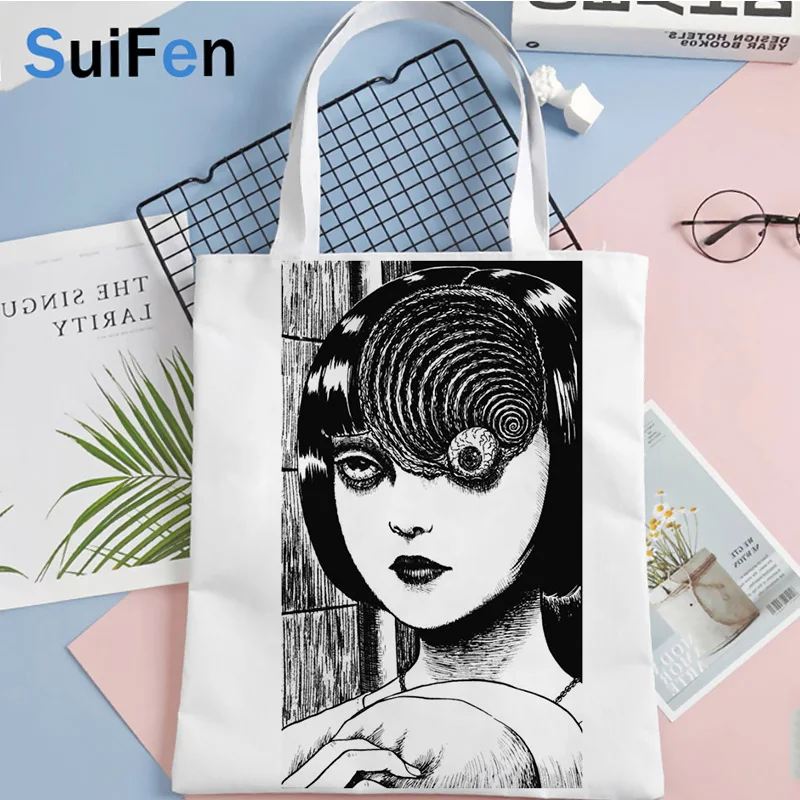 

Сумка для покупок junji ito, сумка, сумка, тоут, Холщовая Сумка, складные сумки ecobag, многоразовые сетчатые сумки