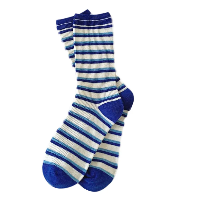 5 Pair Kawaii Casual Socks Woman Fashion Stripes Long Socks Set Winter Pure Cotton Socks Women Korean Style Cute Designer Calze