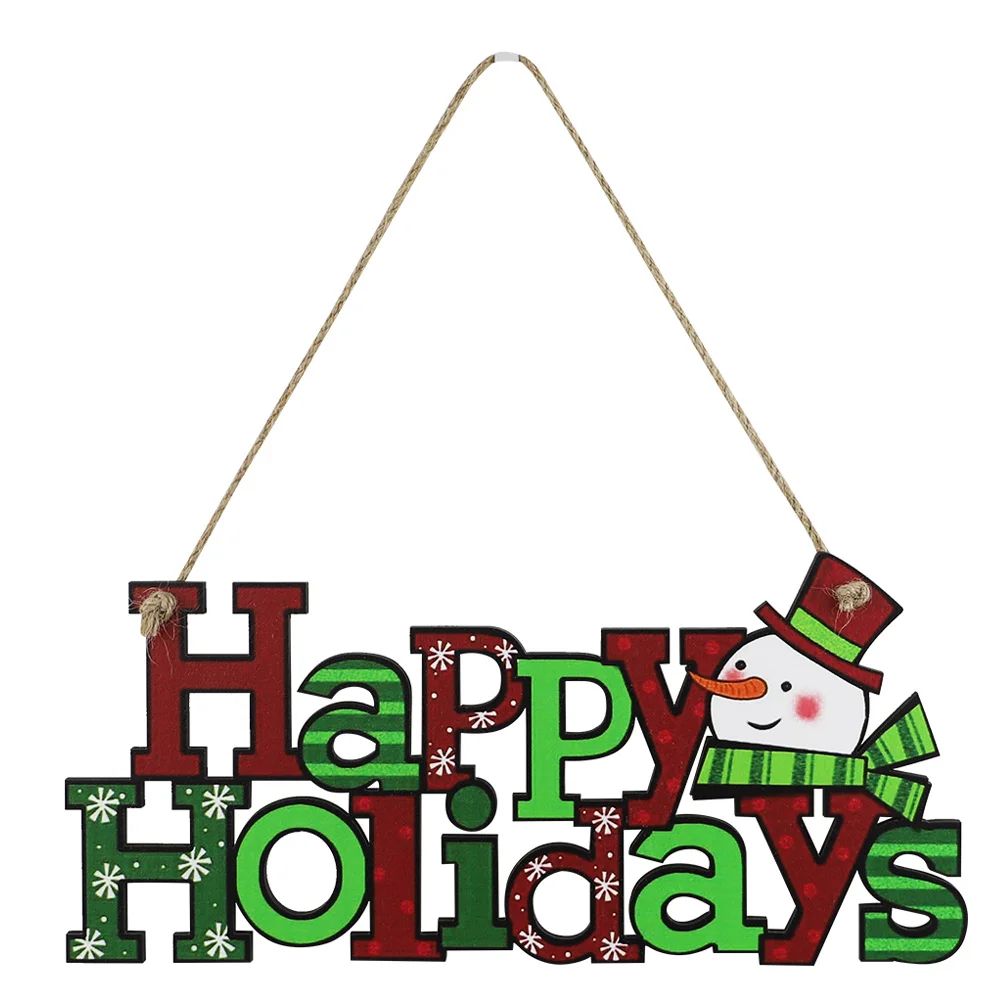 

Door Sign Christmas Holiday Hanging Welcome Wallplaque Front Porch Decor Happy Out Hollow Ornament Plate Rustic Hanger Wreath